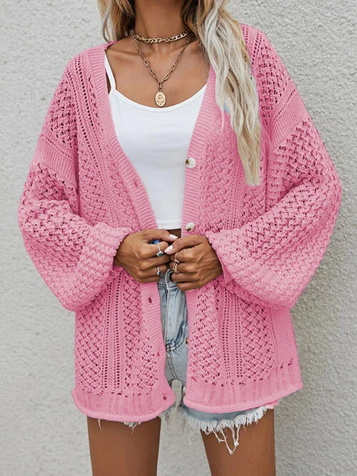 New Markdowns TastyHottie - Openwork Button Front Cardigan