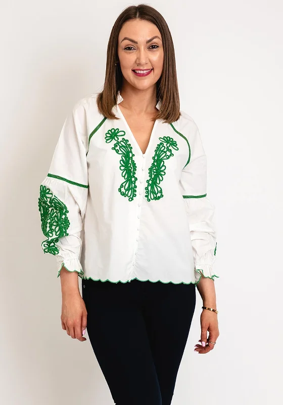 New Deals Y.A.S Tabby Embroidered V Neck Top, Star White
