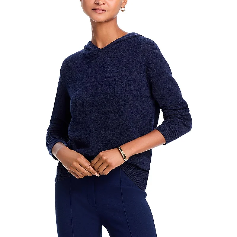 Steals and Deals Womens Cotton Blend Ribbed Trim Hooded Sweater