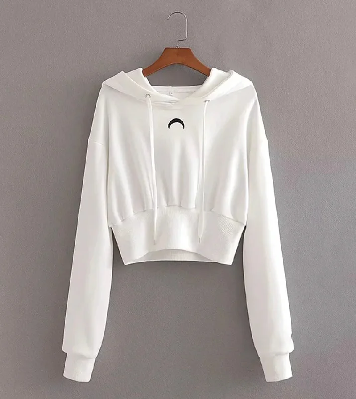 Weekend Offers That Shine Simple white long sleeve hoodie  218