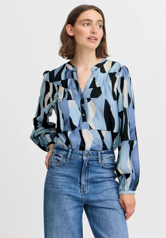 Weekend Bargains to Grab b.young Abstract Print Blouse, Blue Multi