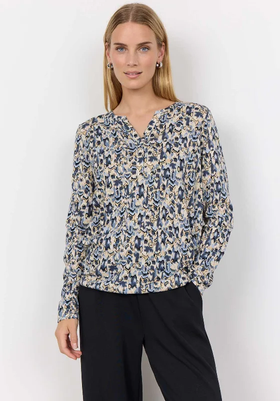 Midnight Sale Soyaconcept Felicity Abstract Print V Cut Top, Blue Multi
