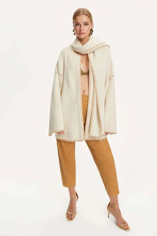 Weekend Offers You Can't Ignore Knit Cardigan with Removable Scarf
