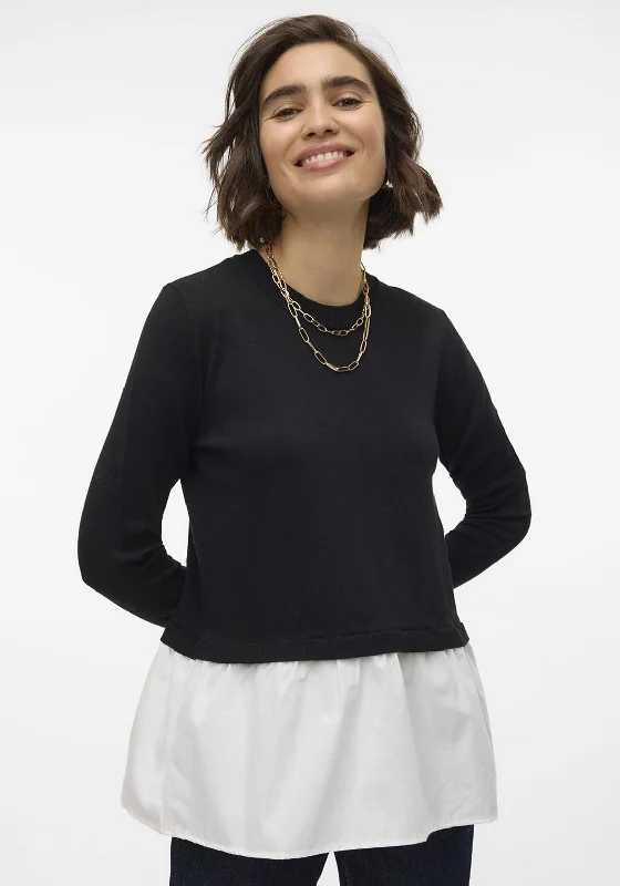 Special Buy Vero Moda Jose 2-in-1 Sweater and Shirt, Black