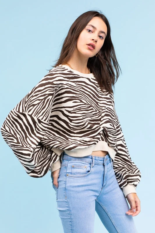 Le Lis Crop Twist Zebra Sweatshirt