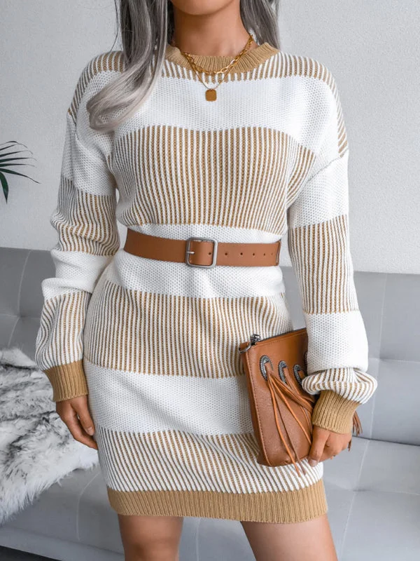 Daily Special BerryBetty - Women's striped casual loose wool dress knitted Sweater Dress Daily Special BerryBetty - Women's striped casual loose wool dress knitted Sweater Dress