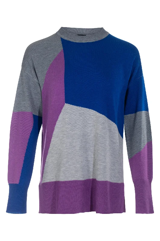 Price Drop Colur block Touch of Wool Jumper | Royal/Silv/Lilac/Lt Silv | 6311ZZ