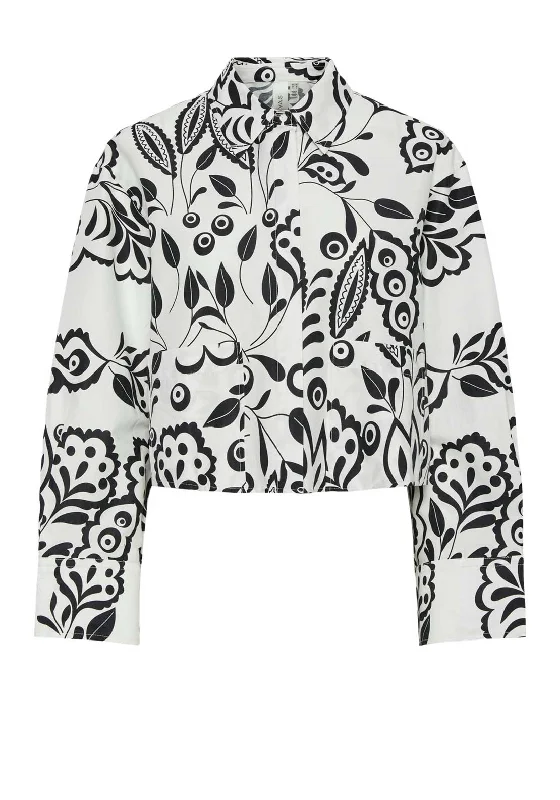 Weekend Offers That Tempt Y.A.S Garden Print Crop Shirt, Star White