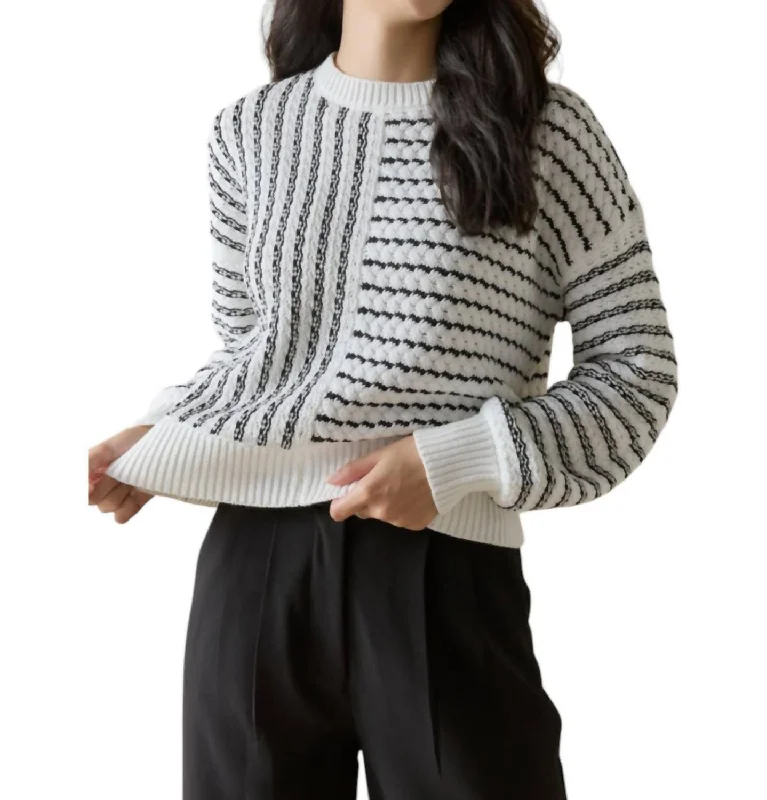 Warehouse Sale Monochrome Stripe Sweater In Black/white