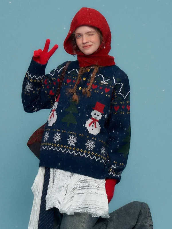 Weekend Shopping Made Better Retro snowman sweater【s0000011072】
