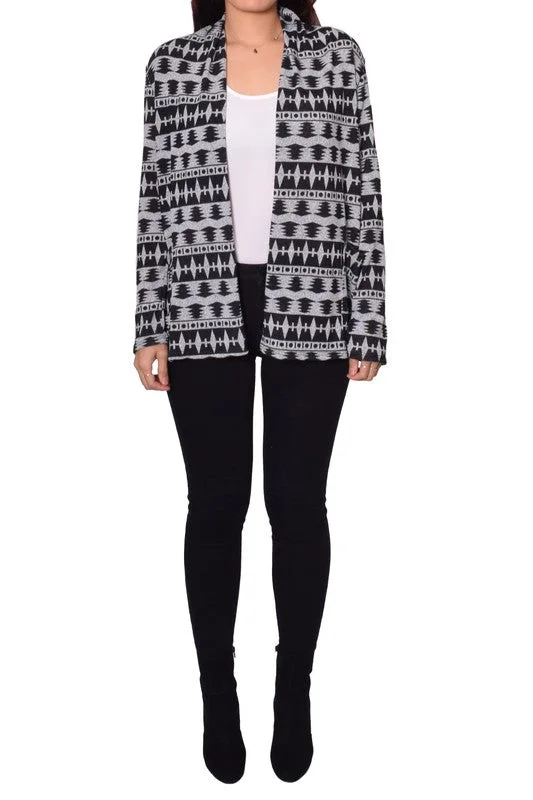Hurry In Elbow Patch Open Cardigan