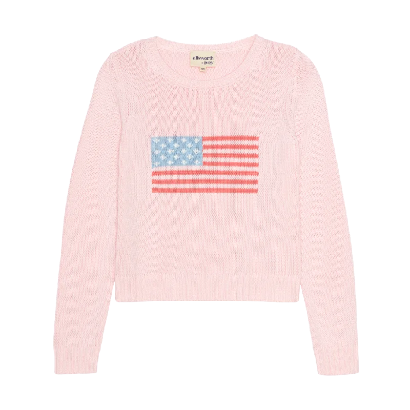 Act Now American Flag Fashion Crewneck Sweater in Pink