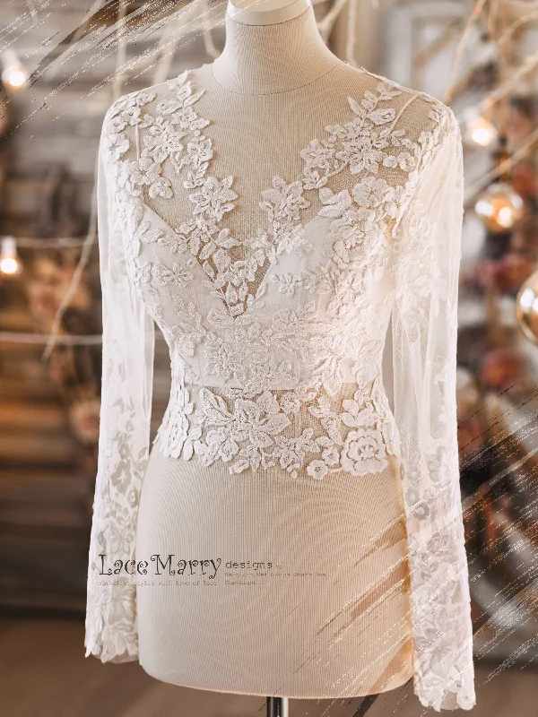 Today Only ERIKA #10 / Bridal Crop Top with Long Sleeves