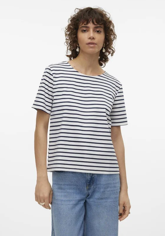 Savings Alert Vero Moda Abby Stripe Zip Top, Snow White & Navy Blazer