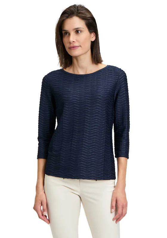 Unmissable Offer Betty Barclay Textured Fitted Top, Navy