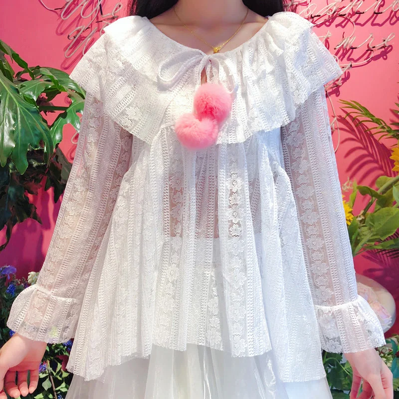 Bargain Prices white chiffon bottoming shirt  PL52492