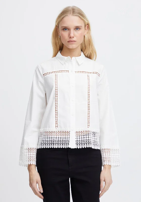 Extra Savings Ichi Hilava Semi Sheer Lace Shirt, Cloud Dancer