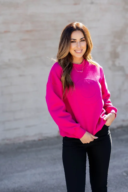 Anniversary Sale Smiley Embossed Crewneck