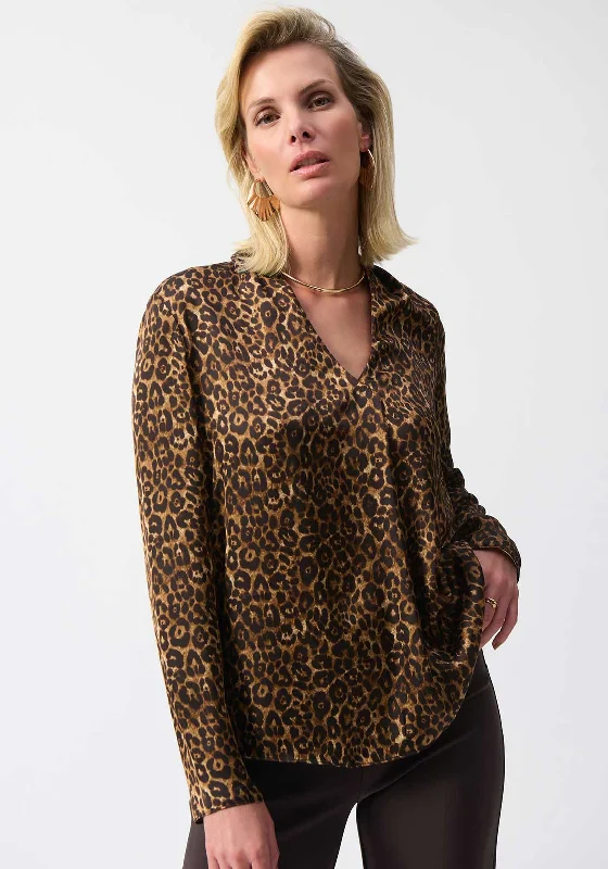 Exclusive Offers Joseph Ribkoff Satin V Neck Top, Leopard