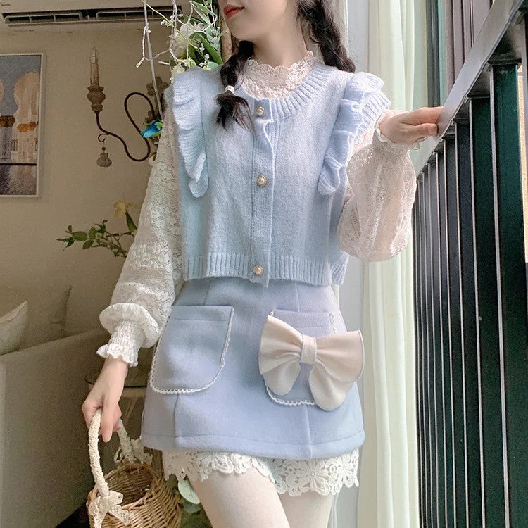 Weekend Savings Spree Blue Knit Vest Sweater PL52918