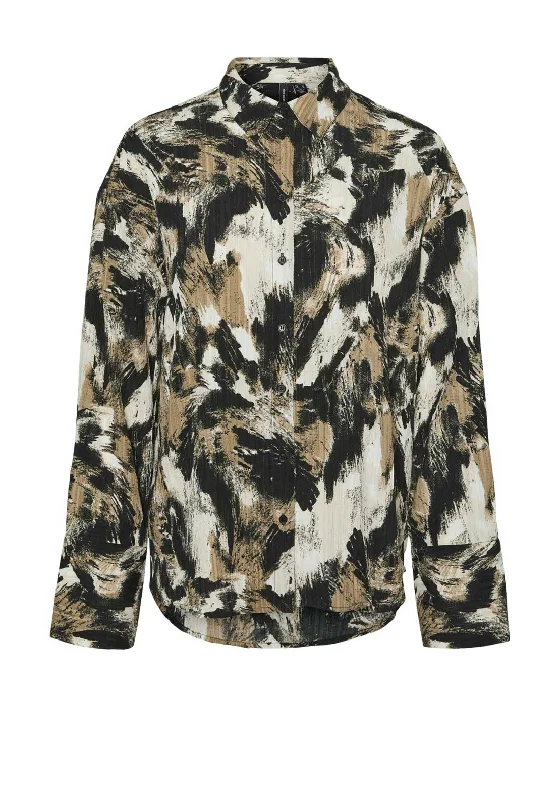 Online Only Vero Moda Pila Abstract Print Shirt, Beige