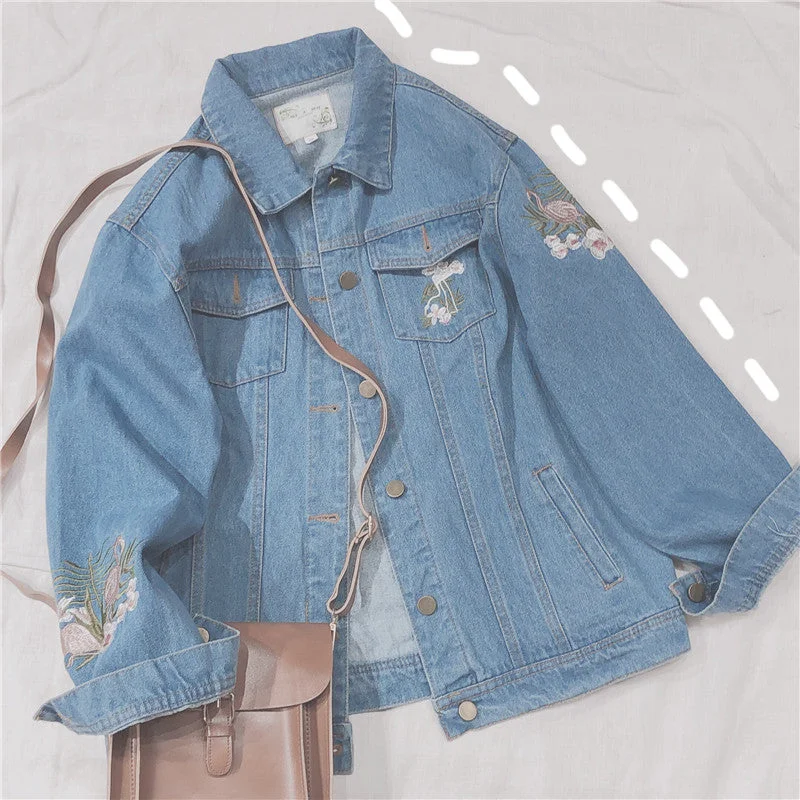 Weekend Offers That Shine RETRO EMBROIDERY DENIM COAT BY24018