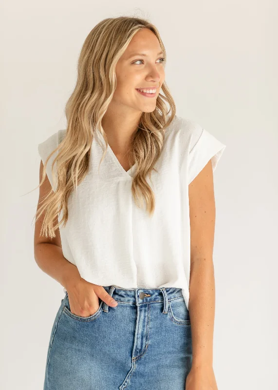 Madison V-Neck Short Sleeve Flowy Top - FINAL SALE