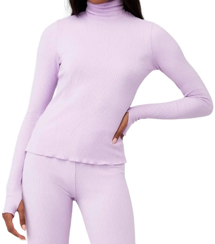 Blowout Deals Layer Up Top In Lilac Rib Knit