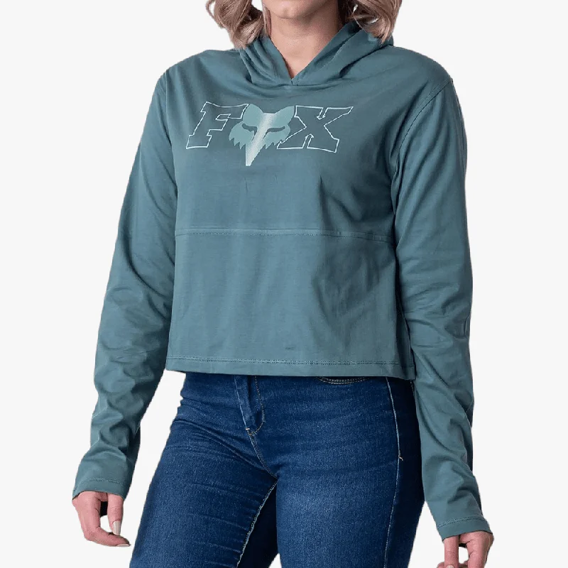 Friends and Family Sale Fox Womens Lines Crop Long Sleeve Tee Gunmetal