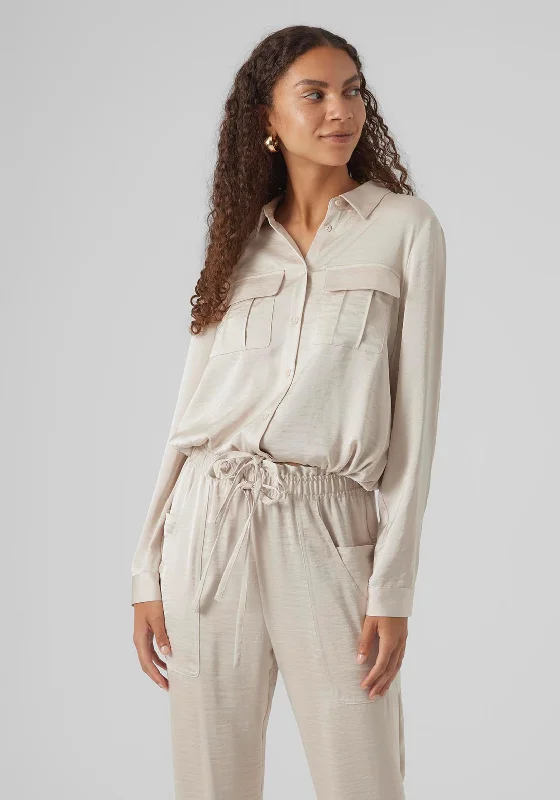 Crazy Savings Vero Moda Mary Dana Bomber Shirt, Pumice Stone