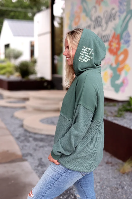 Instant Savings Perhaps This Is The Moment (Olive) - Hidden Message Oversized Waffle Hoodie