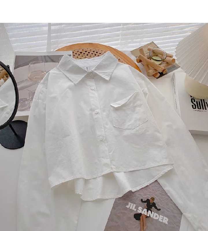 Quick Sale The new Korean style slim temperament loose literary top  6404