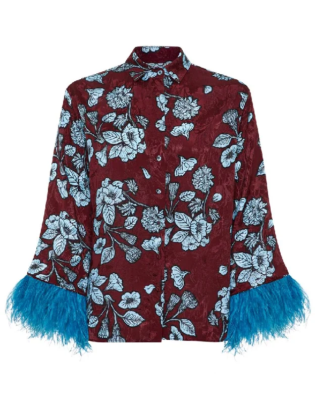 One-Day Only Nesse Floral Jacquard Shirt in Glass Flower Blue