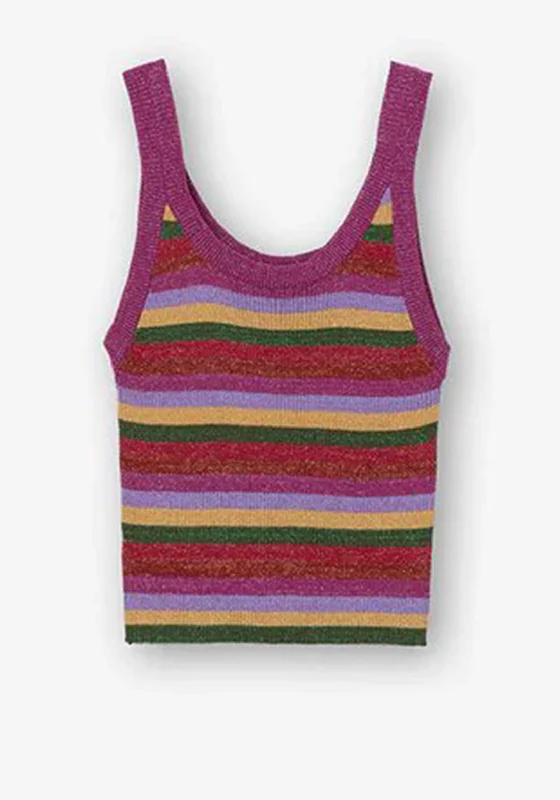 Stock Clearance Tiffosi Ferusa Shimmery Striped Knitted Vest Top, Multi