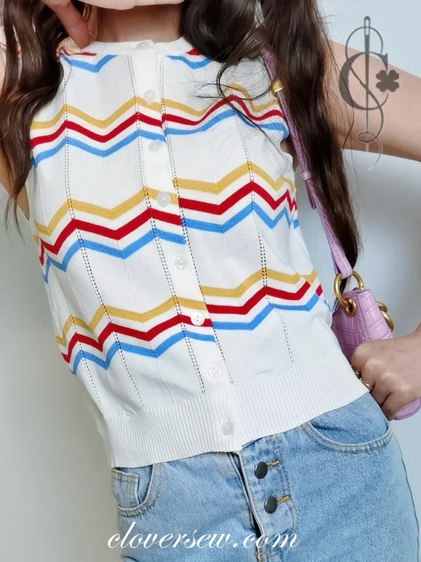 Clearance Sale Sleeveless Colorful Knitting Pattern Summer Sweather ,  CO0003