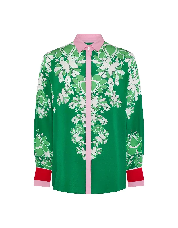 Weekend Specials to Delight Nova Crepe Shirt in Geo Flower Green
