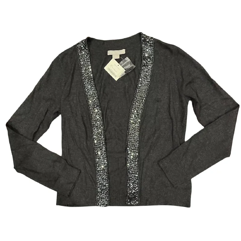 Limited Edition Women's Beaded Trim Cashmere Cardigan In Grey