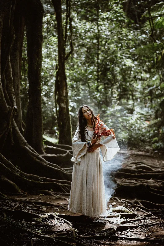 Low Cost White Raw Cotton Kimono Tunic Wrap
