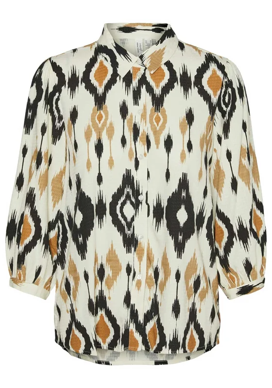 Savings Galore Vero Moda Millie Printed Cropped Sleeve Shirt, Birch