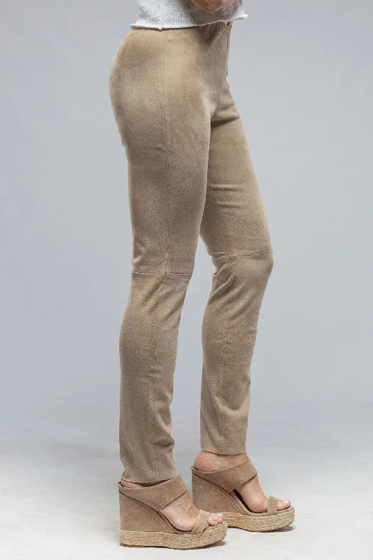 Weekend Deals to Make You Happy Tania Stretch Suede Pant in Beige