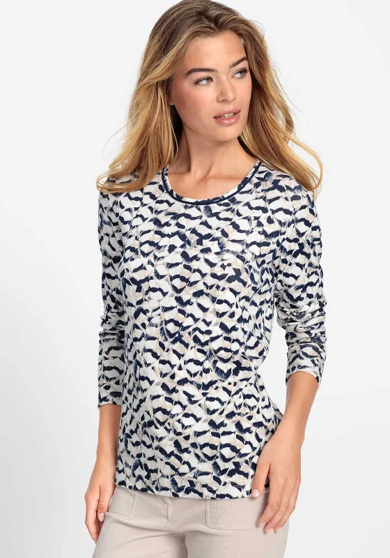 Unmissable Offer Olsen Abstract Print Long Sleeve Top, Navy