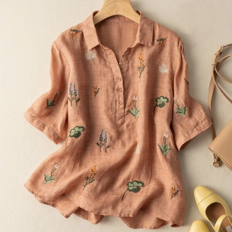 Members Only Radiant in Peach: A Tunic with Unique Embroidery Charm