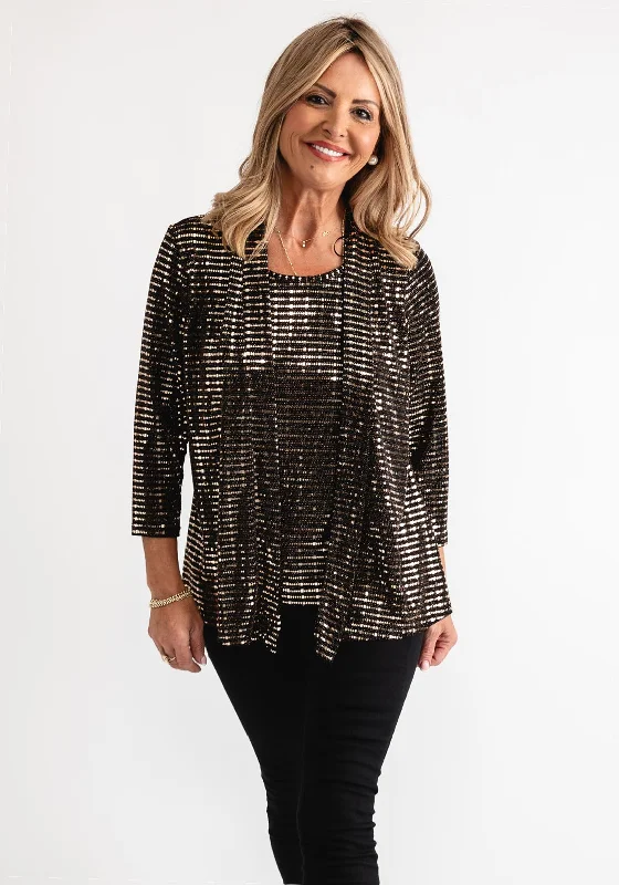 Special Savings Leon Collection Glitter Layered Top, Gold