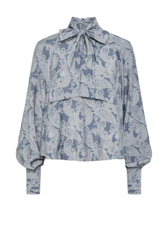 Big Discounts Y.A.S Limos Paisley Print Bow Blouse, Grisaille