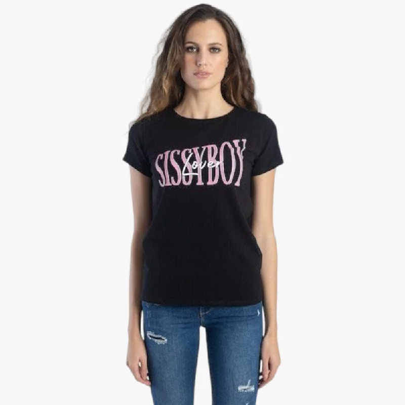 Daily Deals Sissy Boy Ladies Regular Fit Top Short Sleeves Black