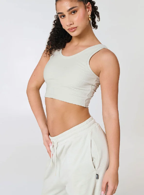 Women's Crop & Lock Tank Grey