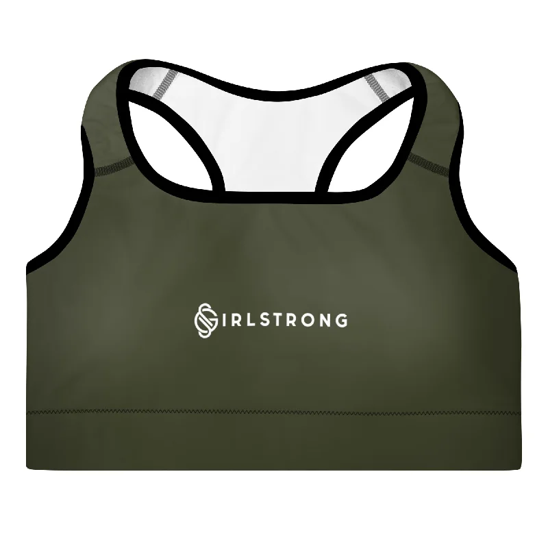 ELEVATED ESSENTIALS, GS LOGO THE PERFECT PADDED SPORTS BRA OLIVE