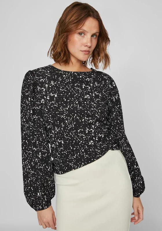 Limited Availability Vila Peffi Scatter Print Top, Black Beauty