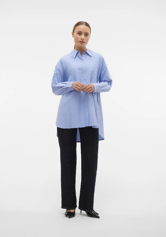 Big Discounts Vero Moda Inger Relaxed Fit Longline Shirt, Hydrangea