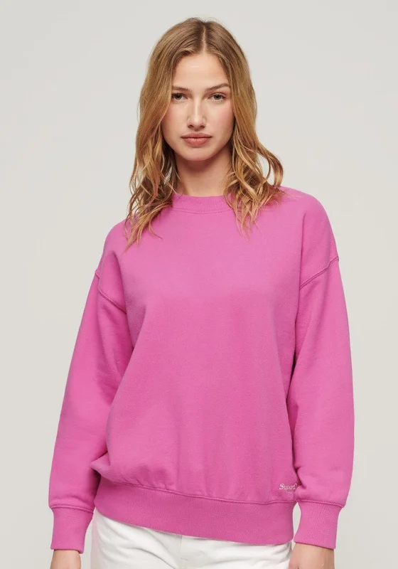 Limited Availability Superdry Womens Essential Logo Sweatshirt, Flash Pink